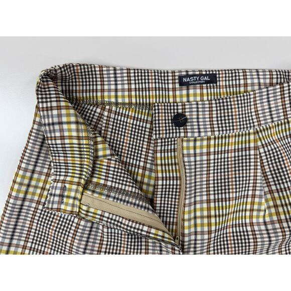 Nasty Gal High Waisted Plaid Unbeatable Pants 26 Tall Brown Yellow Academia Prep - Picture 6 of 12